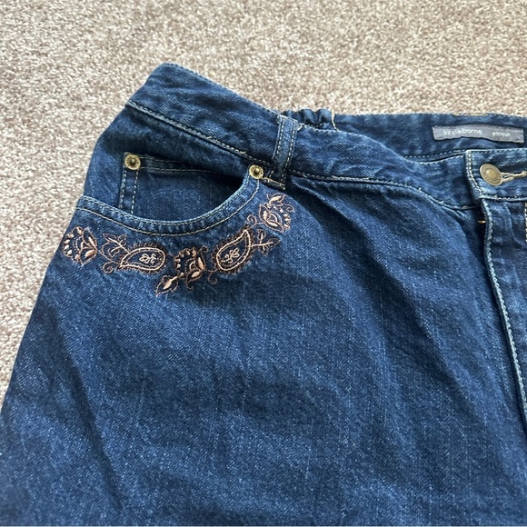 Liz Claiborne Paisley Embroidered Bootcut Dark Wash Jeans Women’s Plus Size 16W - Picture 3 of 16